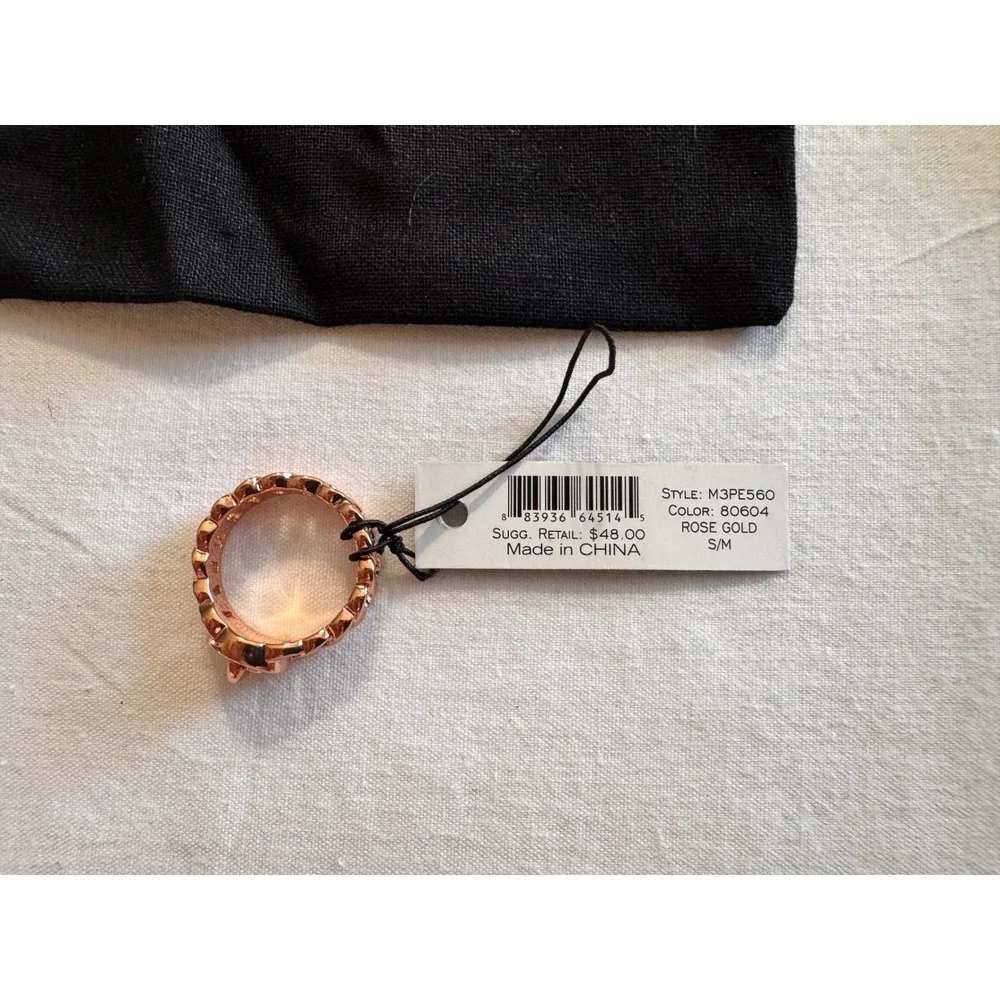 Marc by Marc Jacobs Ring Set Rose Gold Textured & Dusty Jade Green Robot NWT
